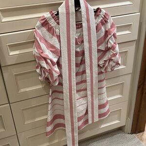 Alexis Pink and White Striped Mini Dress